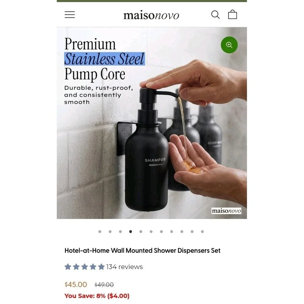 MaisoNovo Shampoo and Conditioner Dispenser - Shower Soap Dispenser Wall Mou...